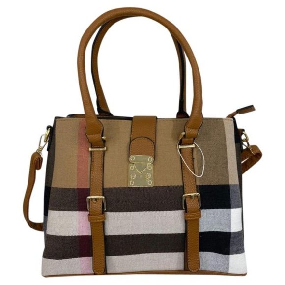 Handbags - NWT! ClosetsNYC Large Plaid Tote Crossbody Bag